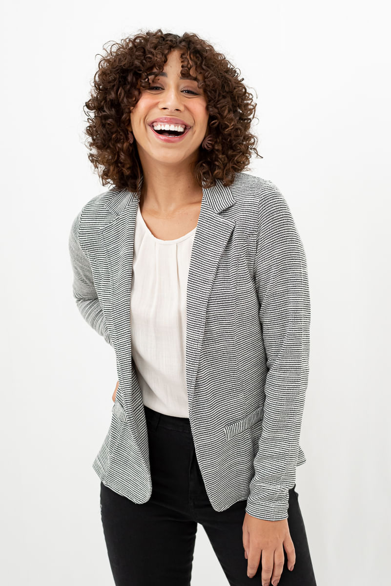 BLAZER JACQUARD MANGA LONGA PRETO