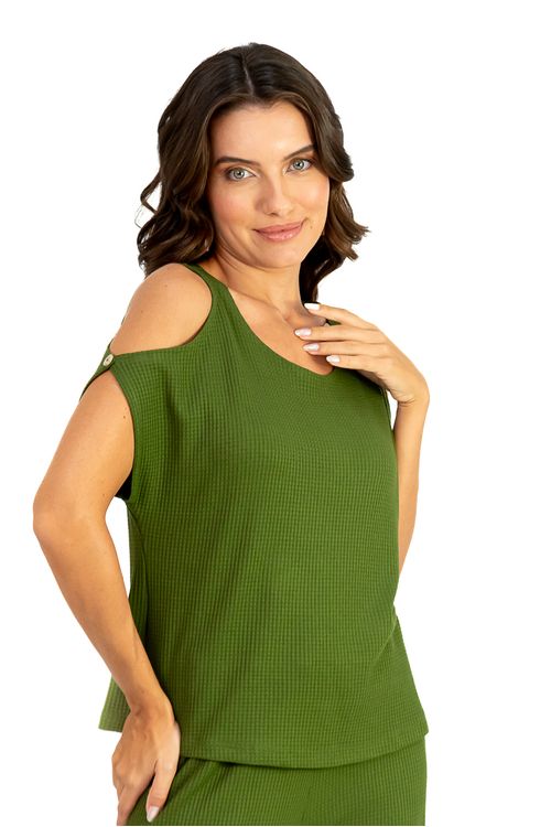 BLUSA IPANEMA VAZADA verde, roupa feminina , look completo