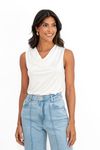 Blusa-off-white-com-decote-drapeado-e-sem-mangas-vista-frontal.
