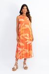 Vestido-midi-em-viscose-com-estampa-botanica-em-tons-de-tangerina-modelagem-leve-e-decote-canoa.