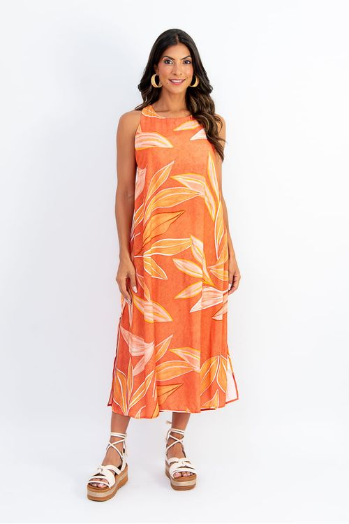VESTIDO-MIDI-EM-VISCOSE-COM-ESTAMPA-JARDIM-BOTANICO-NAS-CORES--VERDE-OU-TANGERINA-MODELAGEM-LEVE-COM-DECOTE-CANOA-FENDAS-LATERAIS-E-FECHAMENTO-EM-BOTAO-NAS-COSTAS.-FORRO-INTERNO-PARA-MAIOR-CONFORTO.-PERFEITO-PARA-O-VERAO.