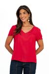 BATA-DE-TECIDO-PLANOVISCOSE-SLUB-STRETCH.DECOTE-EM-V-ABERTO-COM-RECORTE-E-FRENTE-FRANZIDA.MEIA-MANGA-COM-GOTA-NAS-COSTAS-E-BOTAO.