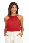 BLUSA-DE-TECIDO-VISCOSE.ESTAMPA-LINCE-EM-DECOTE-ALTO-COM-TUNEL-FRANZIDO.SEM-MANGA-E-AMARRACOES-NAS-COSTAS.
