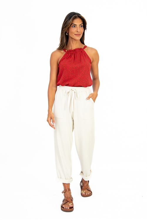 BLUSA-DE-TECIDO-VISCOSE.ESTAMPA-LINCE-EM-DECOTE-ALTO-COM-TUNEL-FRANZIDO.SEM-MANGA-E-AMARRACOES-NAS-COSTAS.
