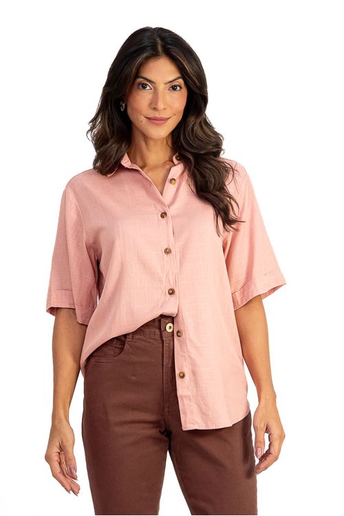 Chemise Ipanema Rose com design casual e confortável, vista frontal.